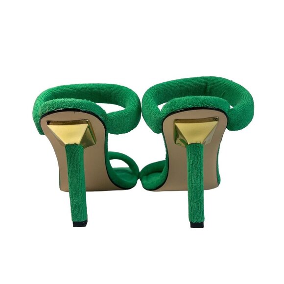 Good American Size 6.5 Heels Green Terry GA354T-X NEW Kardashian Summer Vacation - Picture 10 of 13